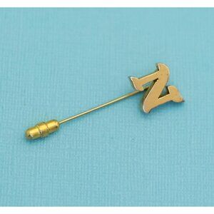 Vintage Minimalist Letter N Gold Tone Stick Pin - E7
